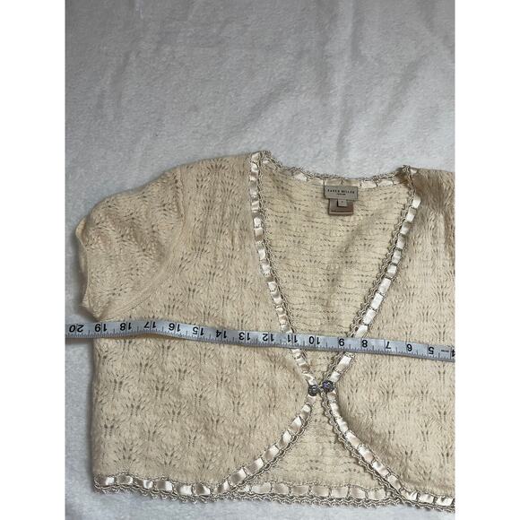 Vintage Karen Millen Knit Cropped Cardigan  Coquette Feminine Y2K Womans Large - Picture 15 of 15